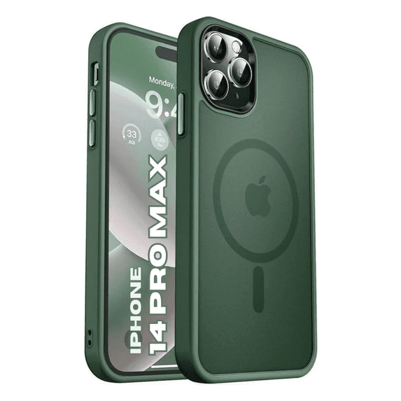 Entronix Magnetic Case Compatible with iPhone 14 Pro Max, Translucent Matte Cover, Green