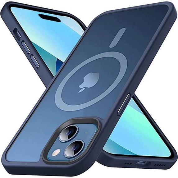 Entronix Magnetic Case Compatible with iPhone 15 Plus, Translucent Matte Cover, Navy Blue