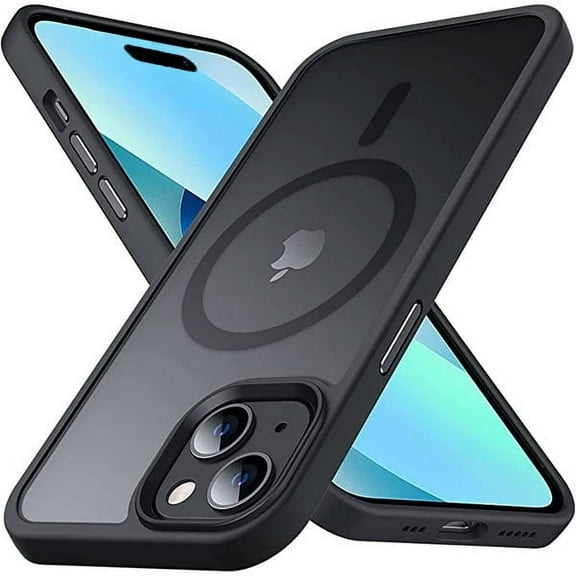 Entronix Magnetic Heavy Duty Case for iPhone 15, Sturdy Shockproof Matte Back Cover, Black