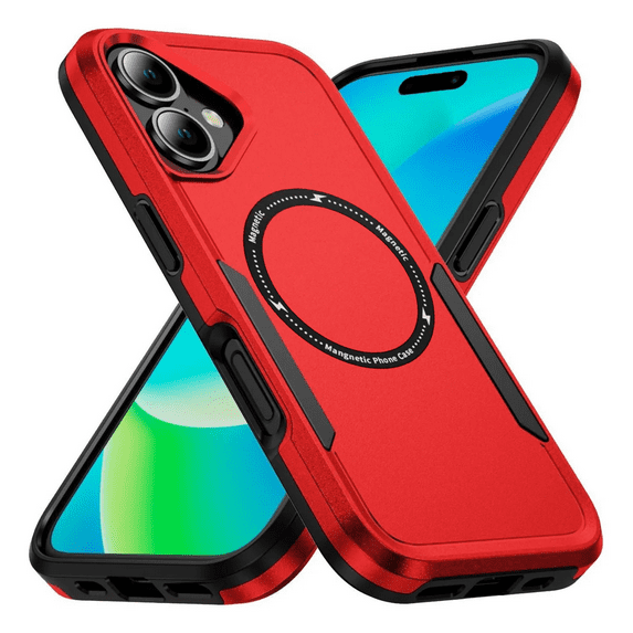 Entronix Magnetic Heavy Duty Sleek Case Designed for iPhone 16 Plus Shockproof Drop-Proof, Red