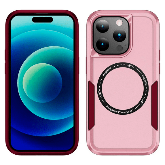 Entronix Magnetic Heavy Duty Sleek Case Designed for iPhone 16 Pro Max Shockproof Drop-Proof, Pink