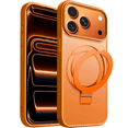 thumbnail image 1 of Entronix Magnetic Phone Case Compatible with iPhone 17 Pro — Matte Back Cover with Kickstand, Orange, 1 of 6