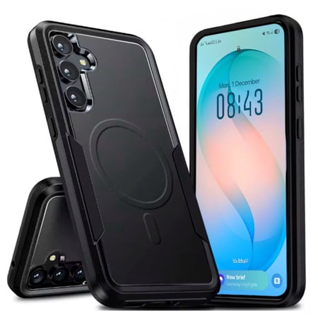 Entronix Magnetic Protective Case Compatible with Galaxy S26 Plus, Anti-Slip Shockproof Hard Cover, Black