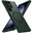 thumbnail image 1 of Entronix Magnetic Phone Case Compatible with Galaxy S25 Ultra, Translucent Frosted Matte Back Shock-Absorbent Hybrid Cover, Green, 1 of 5