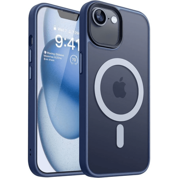 Entronix Magnetic Sturdy Case for iPhone 16e, Heavy Duty Shockproof Matte Back Cover, Navy Blue
