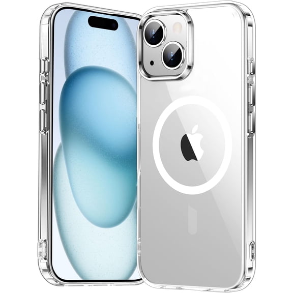 Entronix Magnetic Transparent Case for iPhone 15 Slim Fit, Shockproof, Yellow-Resistant Crystal Clear Cover