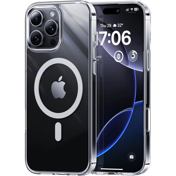 Entronix Magnetic Transparent Case for iPhone 16 Pro  Slim Fit, Shockproof, Yellow-Resistant Crystal Clear Cover