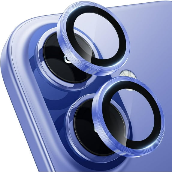 Entronix Metal Camera Lens Cover for iPhone 16, HD Tempered Glass Lens Protector, Blue