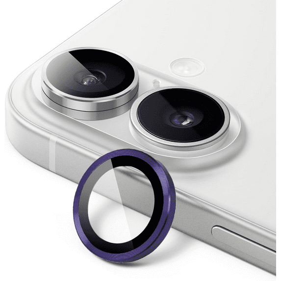 Entronix Metal Camera Lens Cover for iPhone 16, HD Tempered Glass Lens Protector, Purple