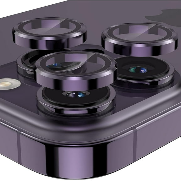Entronix Metal Camera Lens Cover for iPhone 16 Pro Max, HD Tempered Glass Lens Protector, Purple