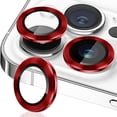 thumbnail image 1 of Entronix Metal Camera Lens Cover for iPhone 16 Pro Max, HD Tempered Glass Lens Protector, Red, 1 of 8