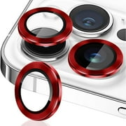 Entronix Metal Camera Lens Cover for iPhone 16 Pro Max, HD Tempered Glass Lens Protector, Red