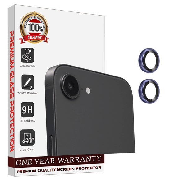 [ 2 Pack ] Entronix Metal Camera Lens Cover for iPhone 16e, HD Tempered Glass Lens Protector, Purple