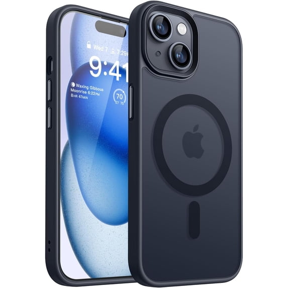 Entronix Magnetic Case Compatible with iPhone 15 Plus, Translucent Matte Cover, Black