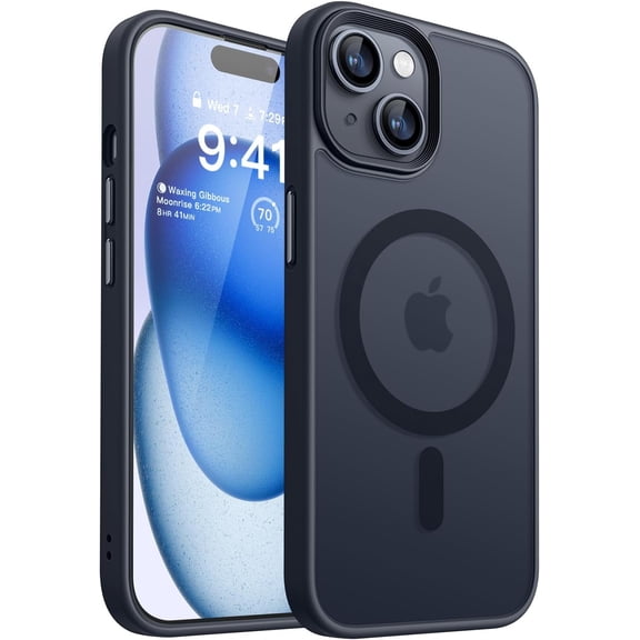 Entronix Magnetic Case Compatible with iPhone 15 Plus, Translucent Matte Cover, Black