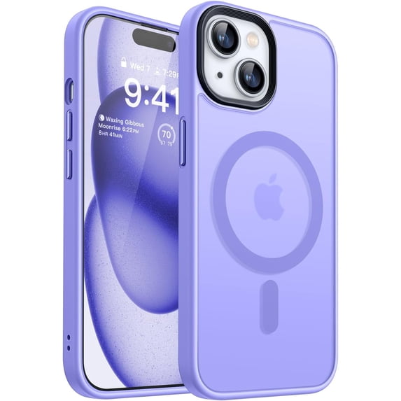 Entronix Magnetic Case Compatible with iPhone 15 Plus, Translucent Matte Cover, Purple
