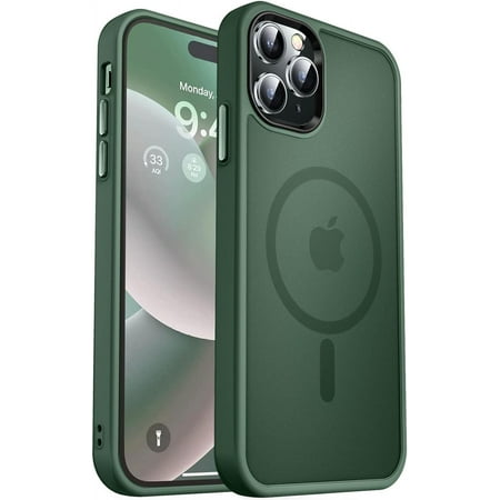 Entronix Phone Case Compatible with Magsafe for Apple iPhone 15 Pro Max Magnetic Case, Heavy Duty Slim Dual Layer Shockproof Magnetic Case for Apple iPhone 15 Pro Max, Green
