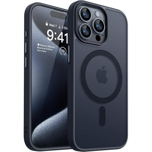 Entronix Phone Case Compatible with Magsafe for Apple iPhone 15 Pro Max Magnetic Case, Heavy Duty Slim Dual Layer Shockproof Magnetic Case for Apple iPhone 15 Pro Max, Black