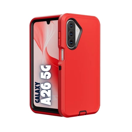 Entronix Heavy Duty Case Compatible with Galaxy A26, Shockproof Hard Cover, Red