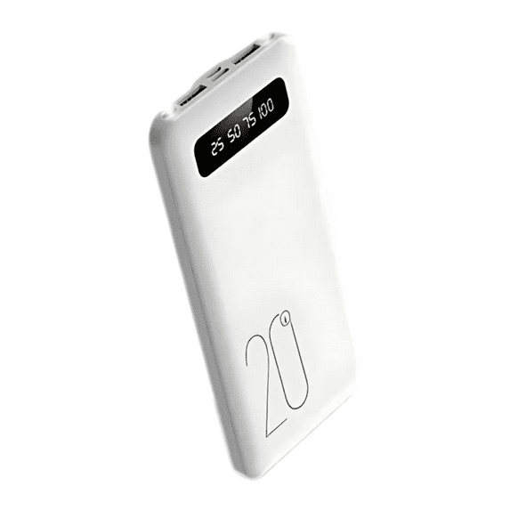 Entronix Power Bank 20,000 mAh Portable Charger With Dual USB and Type C Port, White
