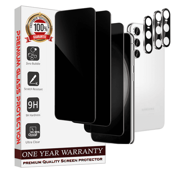 Entronix Privacy Screen Protector for Samsung Galaxy S24 Plus Privacy Screen Protector with Camera Lens Protector [3+3], Anti-Spy Tempered Glass Film for Samsung Galaxy S24 Plus