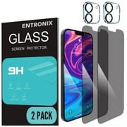 Entronix Privacy Screen Protector for iPhone 12, Anti-Spy Privacy Tempered Glass and Camera Lens Protector Film For iPhone 12, 4-Pack [Case Friendly]