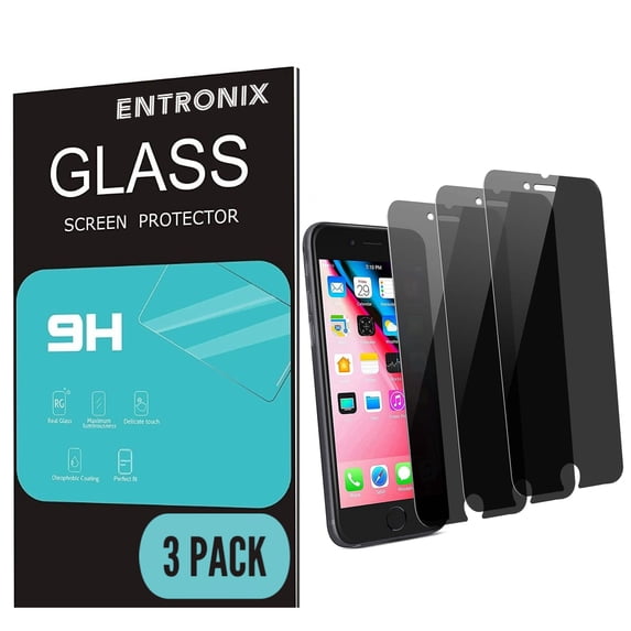 Entronix Privacy Screen Temperd Glass Protector for iPhone SE 2nd Generation, iPhone 8 and iPhone 7, Anti-Spy Tempered Glass Film, 3-Pack