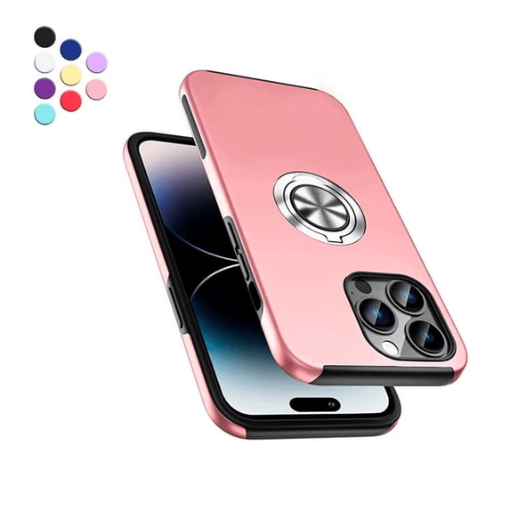 Entronix Protective Case Compatible with iPhone 14 Pro Max, Ring Holder Slim Cover, Pink