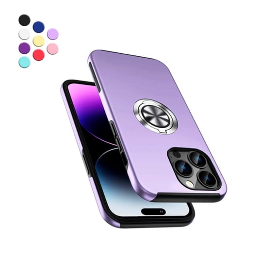 Entronix Protective Case Compatible with iPhone 14 Pro, Ring Holder Slim Cover, Purple