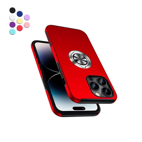 Entronix Protective Case Compatible with iPhone 14 Pro, Ring Holder Slim Cover, Red