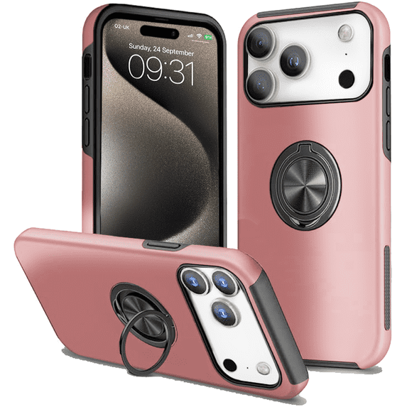 Entronix Protective Case Compatible with iPhone 17 Pro Max / iPhone 18 Pro Max, Ring Holder Slim Cover, Pink