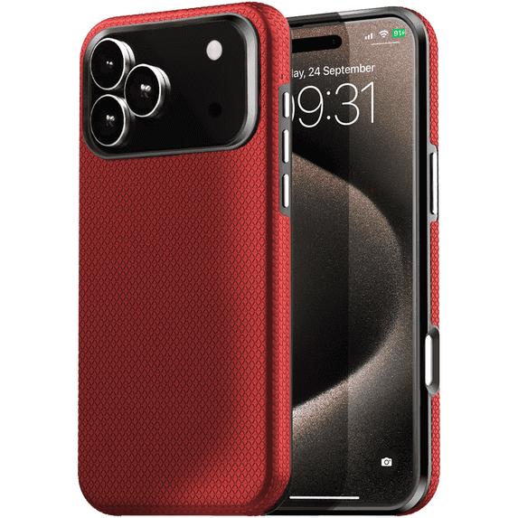Entronix Protective Case Compatible with iPhone 17 Pro / iPhone 18 Pro, Anti-Slip Hard Cover, Red
