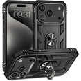 thumbnail image 1 of Entronix Protective Case Compatible with iPhone 17 Pro / iPhone 18 Pro, Ring Holder Hard Cover, Black, 1 of 5