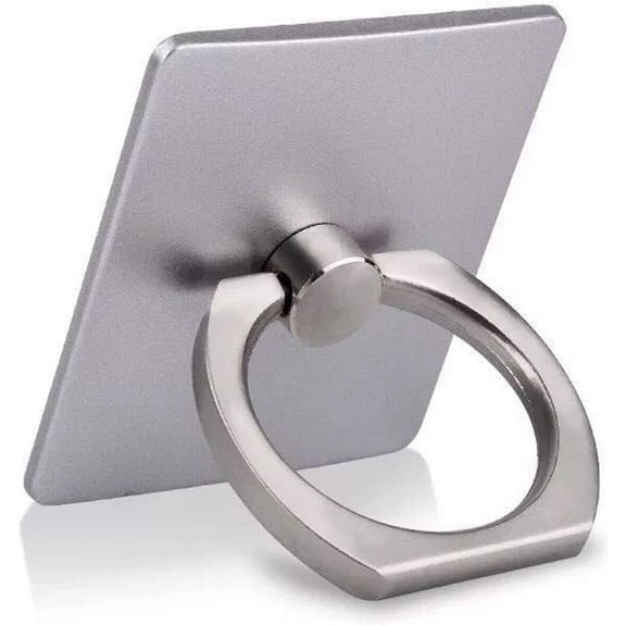 Entronix Rotating Phone Ring Holder Grip for Phones, Tablets, Adhesive Square Base, Anti-Slip, Silver
