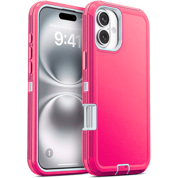 Entronix Rugged Heavy Duty Case for iPhone 17 Air – Triple-Layer Protective Bumper Cover, Hot Pink