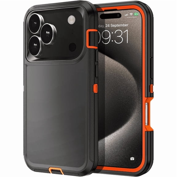 Entronix Rugged Heavy Duty Case for iPhone 17 Pro Max – Triple-Layer Protective Bumper Cover, Orange