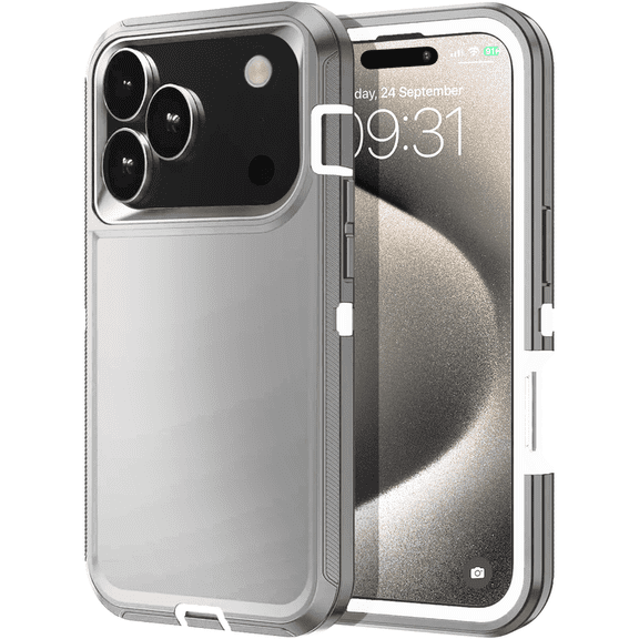 Entronix Rugged Heavy Duty Case for iPhone 17 Pro – Triple-Layer Protective Bumper Cover, Gray