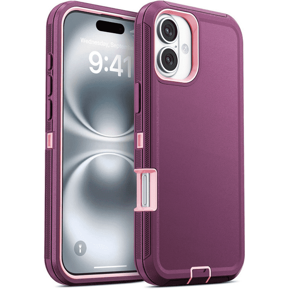 Entronix Rugged Heavy Duty Case for iPhone 17 – Triple-Layer Protective Bumper Cover, Purple