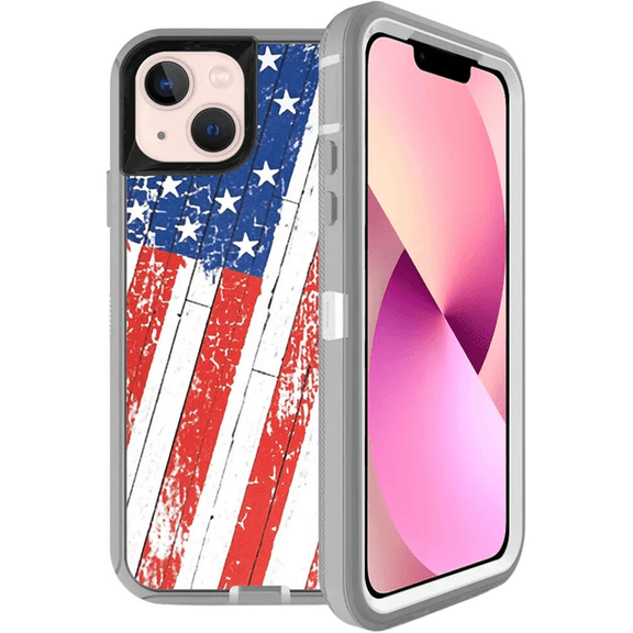 Entronix Rugged Heavy Duty Case for iPhone 17 – Triple-Layer Protective Bumper Cover, USA Flag Design