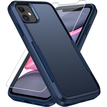 Entronix 2-in-1 Sleek Heavy Duty Case Compatible with iPhone 11 with Screen Protector, Navy Blue