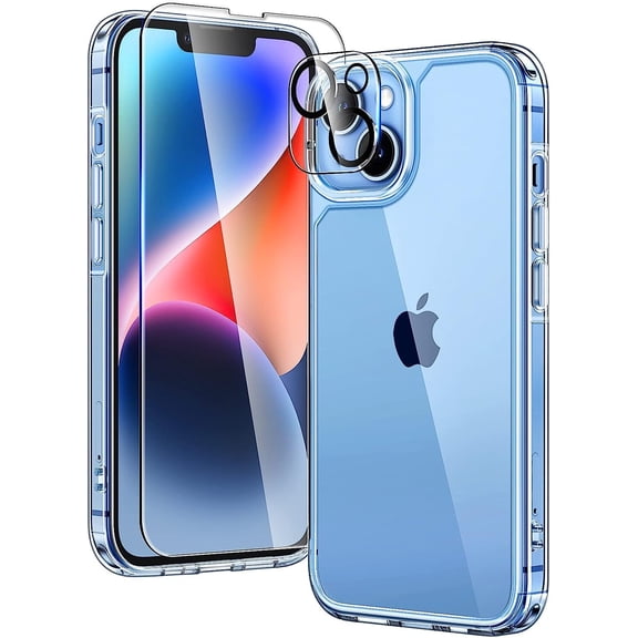 Entronix 3-in-1 Clear Case Compatible with iPhone 14 Plus with Camera and Screen Protector