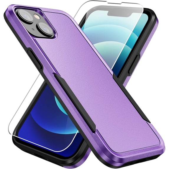Entronix 2-in-1 Rugged Case Compatible with iPhone 14 with Screen Protector, Purple