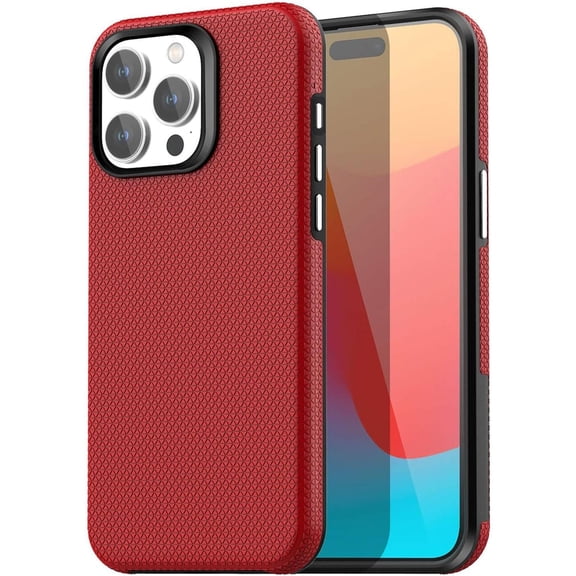Entronix Shockproof Dual Layer Case for Apple iPhone 16 Pro, Slim Shockproof Bumper Phone Case for Apple iPhone 16 Pro with Military Grade Protection for Women Girls Boys Men, Red