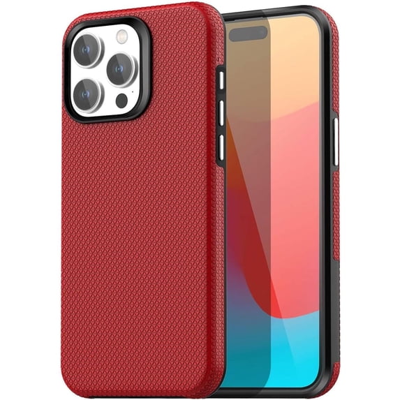 Entronix Protective Case Compatible with iPhone 16 Pro, Anti-Slip Hard Cover, Red