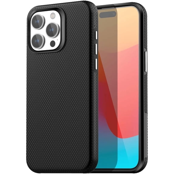 Entronix Protective Case Compatible with iPhone 16 Pro, Anti-Slip Hard Cover, Black