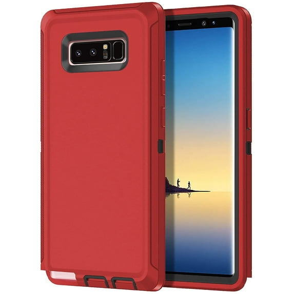 Entronix Shockproof Heavy Duty Cell Phone Case for Samsung Galaxy Note 8, 6.3 in, Red