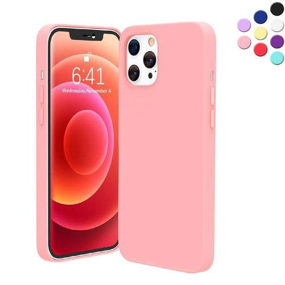 Entronix Silicone Case Compatible with iPhone 12 / 12 Pro, Protective Cover, Light Pink