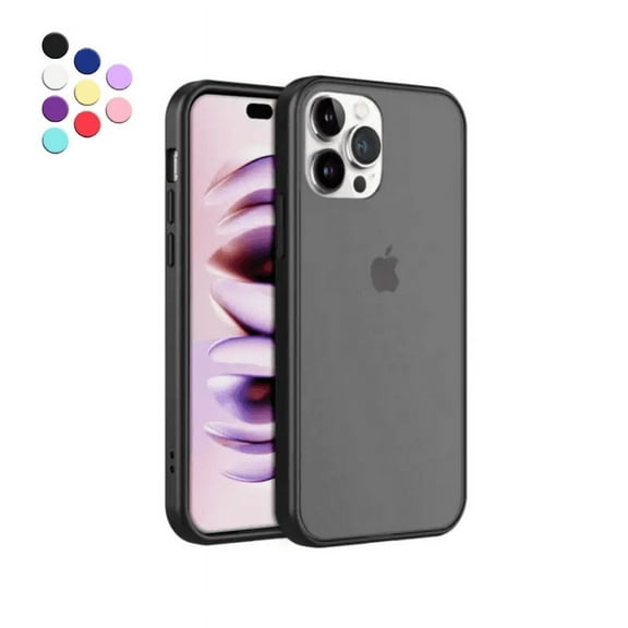 Entronix Shockproof Matte Case Designed for iPhone 14 Pro with Soft TPU Bumper, Slim Case, Black