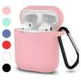 thumbnail image 1 of Entronix Silicone Case Compatible with AirPods 1st/2nd Gen, Protective Cover with Carabiner, Light Pink, 1 of 4