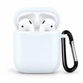 thumbnail image 1 of Entronix Silicone Case for AirPods 2 / 1, Slim Protective Cover with Carabiner, White, 1 of 7